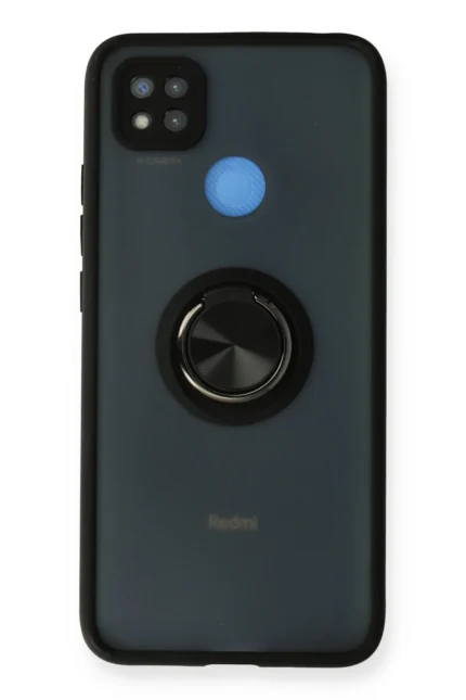 Uray store Xiaomi Redmi 9C Kılıf Montreal Yüzüklü Silikon Kapak - Siyah