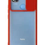 Uray store Xiaomi Redmi 9C Kılıf Palm Buzlu Kamera Sürgülü Silikon - Kırmızı