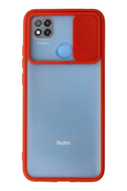 Uray store Xiaomi Redmi 9C Kılıf Palm Buzlu Kamera Sürgülü Silikon - Kırmızı
