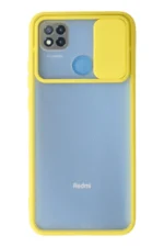 Uray store Xiaomi Redmi 9C Kılıf Palm Buzlu Kamera Sürgülü Silikon - Sarı