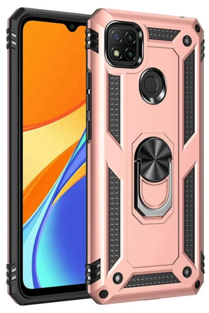 Uray store Xiaomi Redmi 9C Kılıf Sofya Yüzüklü Silikon Kapak - Rose