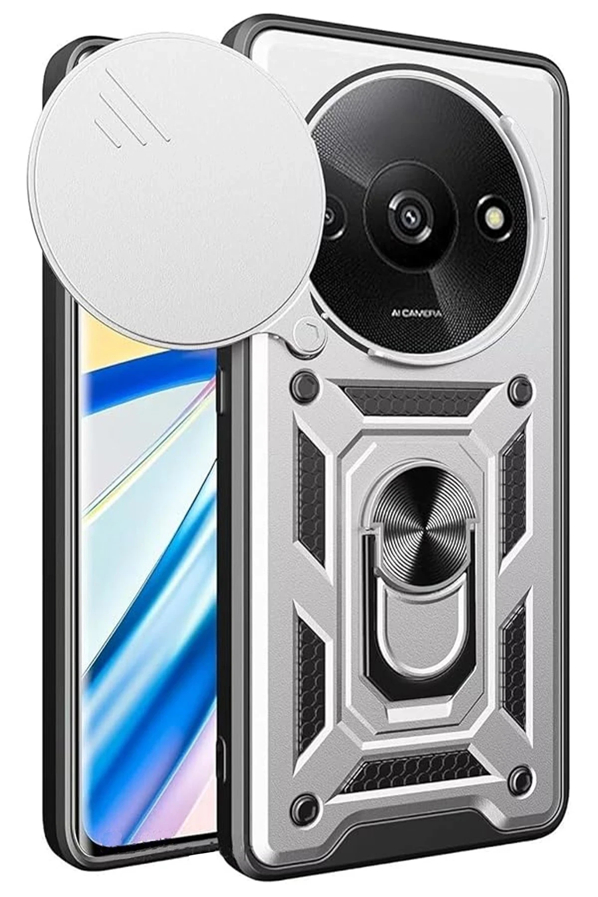 newface-xiaomi-redmi-a3-4g-kilif-pars-lens-yuzuklu-silikon-gumus-default Uray store Xiaomi Redmi A3 4G Kılıf Pars Lens Yüzüklü Silikon - Gümüş - Görsel 1