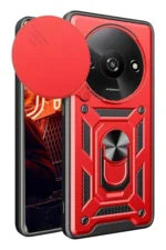 Uray store Xiaomi Redmi A3 4G Kılıf Pars Lens Yüzüklü Silikon - Kırmızı