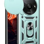 Uray store Xiaomi Redmi A3 4G Kılıf Pars Lens Yüzüklü Silikon - Yeşil