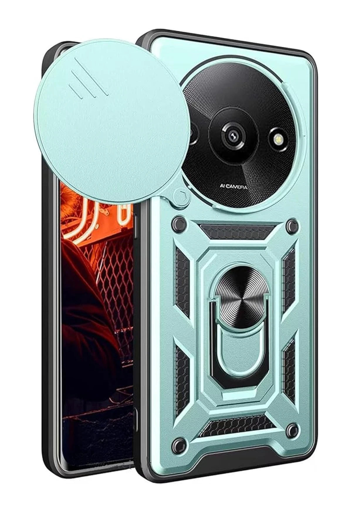 newface-xiaomi-redmi-a3-4g-kilif-pars-lens-yuzuklu-silikon-yesil-default Uray store Xiaomi Redmi A3 4G Kılıf Pars Lens Yüzüklü Silikon - Yeşil - Görsel 1