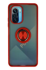 Uray store Xiaomi Redmi K40 Kılıf Montreal Yüzüklü Silikon Kapak - Kırmızı