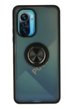 Uray store Xiaomi Redmi K40 Kılıf Montreal Yüzüklü Silikon Kapak - Siyah