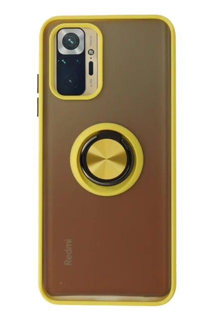 Uray store Xiaomi Redmi Note 10 Kılıf Montreal Yüzüklü Silikon Kapak - Sarı