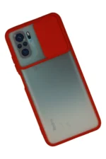 Uray store Xiaomi Redmi Note 10 Kılıf Palm Buzlu Kamera Sürgülü Silikon - Kırmızı - Görsel 3