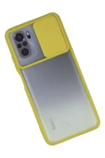 Uray store Xiaomi Redmi Note 10 Kılıf Palm Buzlu Kamera Sürgülü Silikon - Sarı - Görsel 3