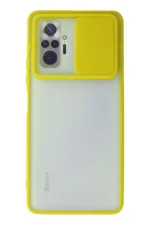 Uray store Xiaomi Redmi Note 10 Pro Kılıf Palm Buzlu Kamera Sürgülü Silikon - Sarı