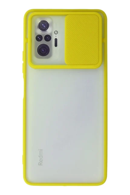 Uray store Xiaomi Redmi Note 10 Pro Kılıf Palm Buzlu Kamera Sürgülü Silikon - Sarı