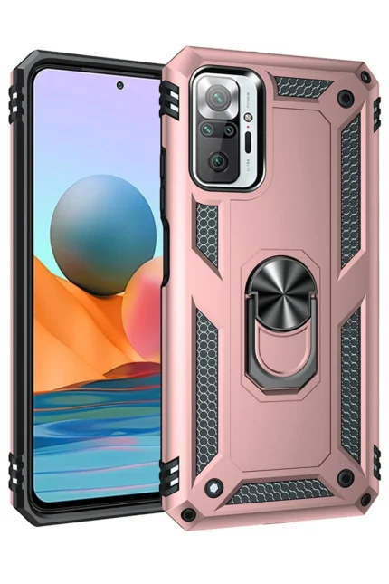 Uray store Xiaomi Redmi Note 10 Pro Kılıf Sofya Yüzüklü Silikon Kapak - Rose