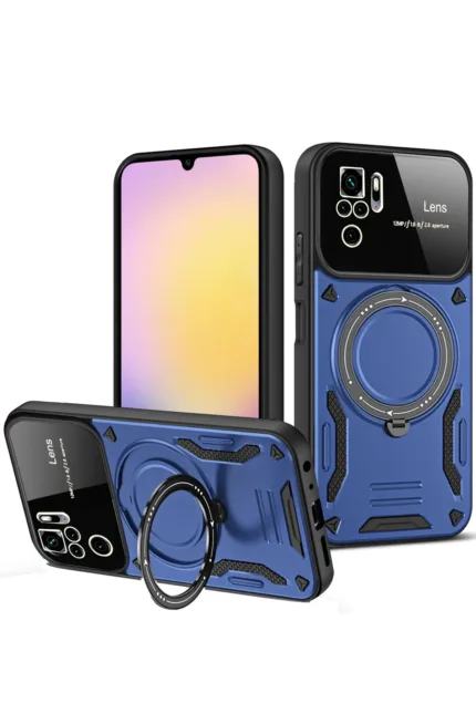 Uray store Xiaomi Redmi Note 10S Kılıf Joy Lens Standlı Kapak - Lacivert