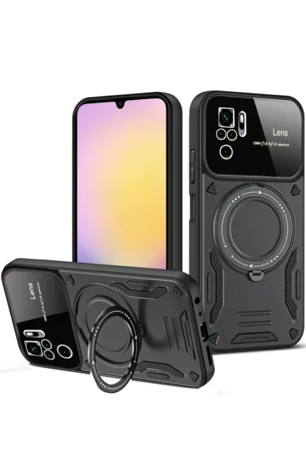 Uray store Xiaomi Redmi Note 10S Kılıf Joy Lens Standlı Kapak - Siyah