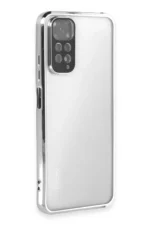 Uray store Xiaomi Redmi Note 11 Kılıf Razer Lensli Silikon - Gümüş