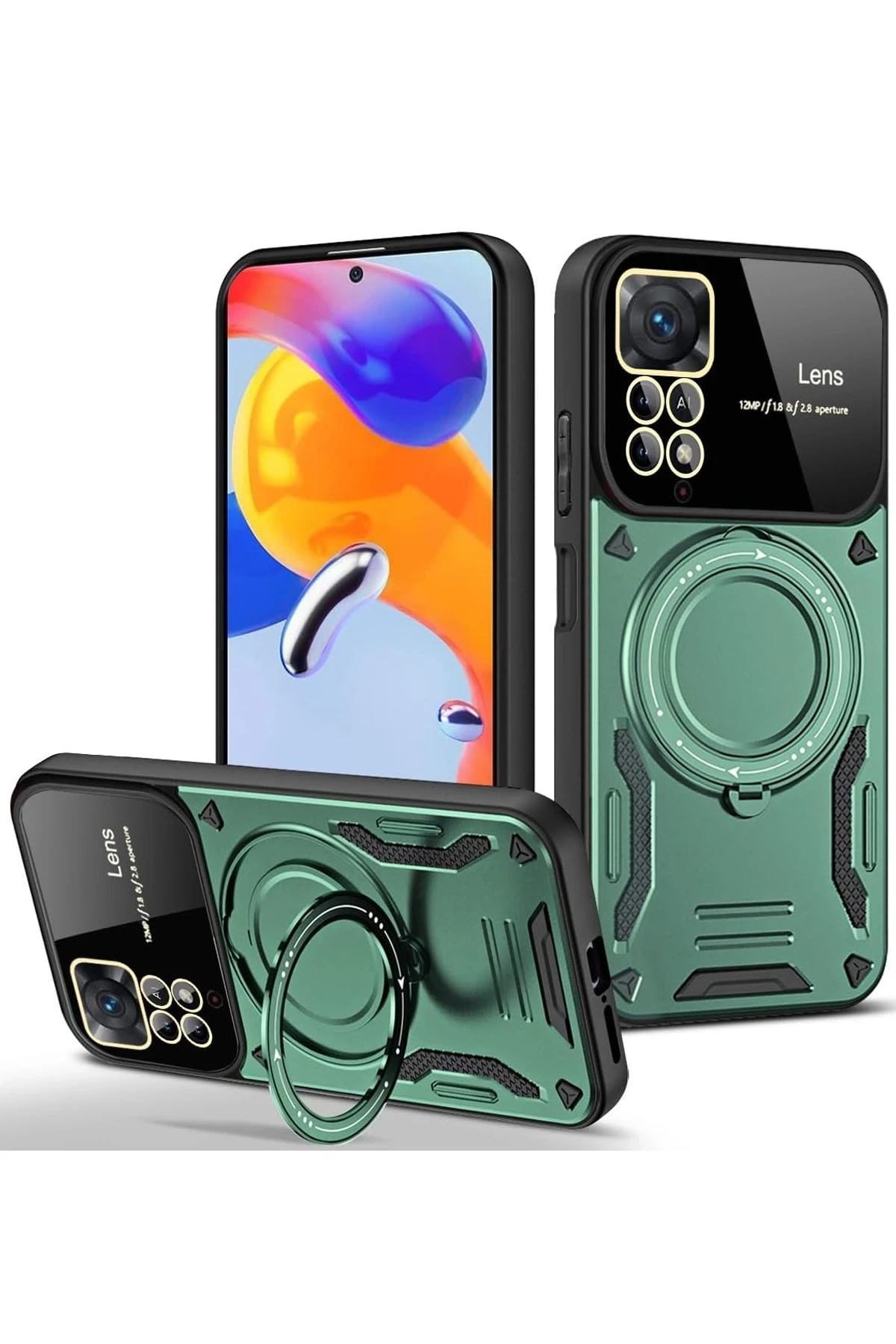 newface-xiaomi-redmi-note-11-pro-kilif-joy-lens-standli-kapak-koyu-yesil-default Uray store Xiaomi Redmi Note 11 Pro Kılıf Joy Lens Standlı Kapak - Koyu Yeşil - Görsel 1