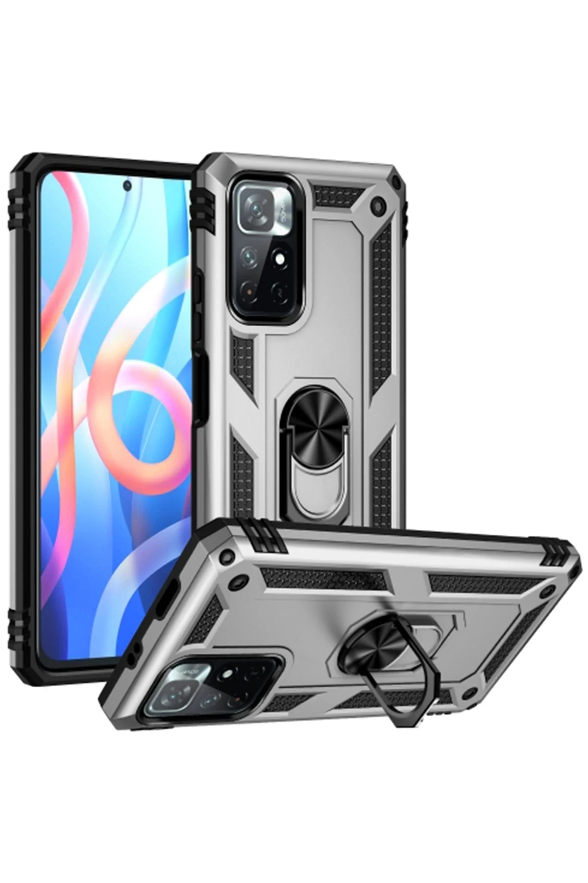 newface-xiaomi-redmi-note-11t-kilif-sofya-yuzuklu-silikon-kapak-gumus-default Uray store Xiaomi Redmi Note 11T Kılıf Sofya Yüzüklü Silikon Kapak - Gümüş - Görsel 1