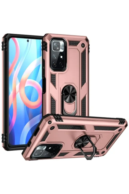Uray store Xiaomi Redmi Note 11T Kılıf Sofya Yüzüklü Silikon Kapak - Rose