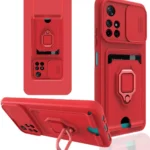 Uray store Xiaomi Redmi Note 11T Kılıf Zuma Kartvizitli Yüzüklü Silikon - Kırmızı