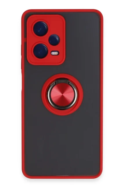 Uray store Xiaomi Redmi Note 12 5G Kılıf Montreal Yüzüklü Silikon Kapak - Kırmızı