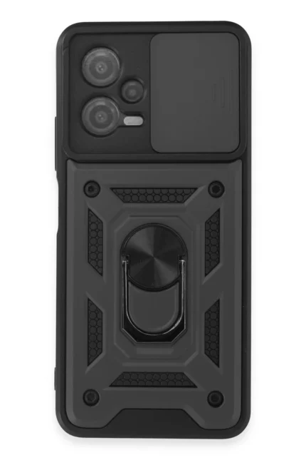 Uray store Xiaomi Redmi Note 12 5G Kılıf Pars Lens Yüzüklü Silikon - Siyah