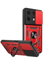 Uray store Xiaomi Redmi Note 13 4G Kılıf Pars Lens Yüzüklü Silikon - Kırmızı
