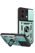 Uray store Xiaomi Redmi Note 13 4G Kılıf Pars Lens Yüzüklü Silikon - Yeşil