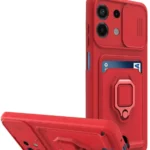 Uray store Xiaomi Redmi Note 13 4G Kılıf Zuma Kartvizitli Yüzüklü Silikon - Kırmızı