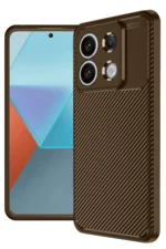Uray store Xiaomi Redmi Note 13 Pro 4G Kılıf Auto Focus Karbon Kapak - Kahverengi