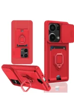 Uray store Xiaomi Redmi Note 13 Pro 4G Kılıf Zuma Kartvizitli Yüzüklü Silikon - Kırmızı