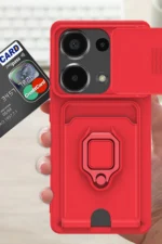 Uray store Xiaomi Redmi Note 13 Pro 4G Kılıf Zuma Kartvizitli Yüzüklü Silikon - Kırmızı - Görsel 3