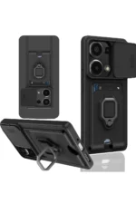 Uray store Xiaomi Redmi Note 13 Pro 4G Kılıf Zuma Kartvizitli Yüzüklü Silikon - Siyah