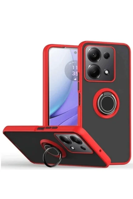 Uray store Xiaomi Redmi Note 13 Pro 4G Montreal Yüzüklü Silikon Kapak - Kırmızı