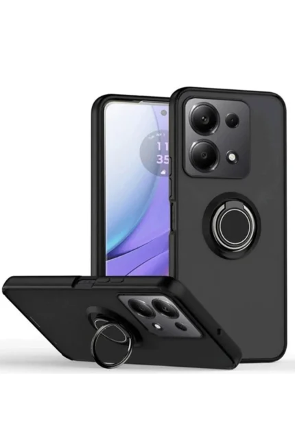 Uray store Xiaomi Redmi Note 13 Pro 4G Montreal Yüzüklü Silikon Kapak - Siyah