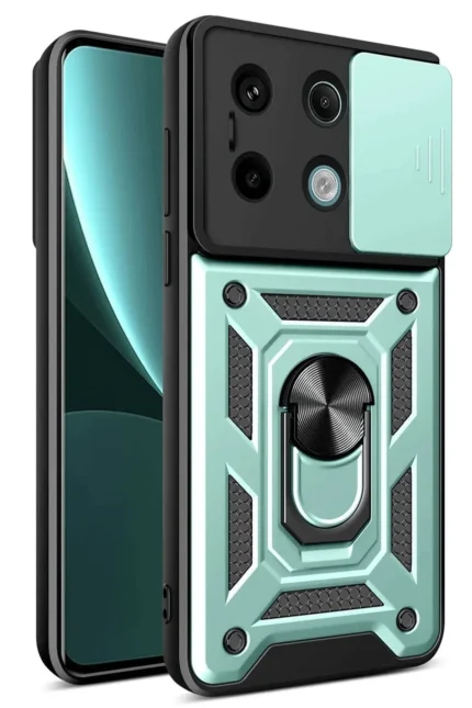 Uray store Xiaomi Redmi Note 13 Pro 4G Pars Lens Yüzüklü Silikon - Yeşil