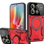 Uray store Xiaomi Redmi Note 13 Pro 5G Kılıf Joy Lens Standlı Kapak - Kırmızı
