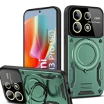 Uray store Xiaomi Redmi Note 13 Pro 5G Kılıf Joy Lens Standlı Kapak - Koyu Yeşil