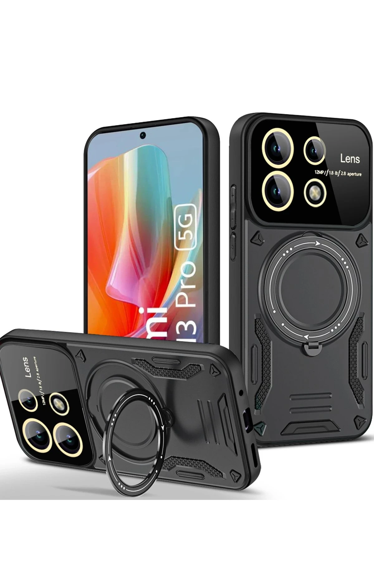 newface-xiaomi-redmi-note-13-pro-5g-kilif-joy-lens-standli-kapak-siyah-default Uray store Xiaomi Redmi Note 13 Pro 5G Kılıf Joy Lens Standlı Kapak - Siyah - Görsel 1