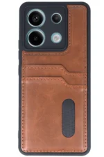 Uray store Xiaomi Redmi Note 13 Pro 5G Kılıf Sara Kartvizitli Deri Kılıf - Taba - Görsel 2