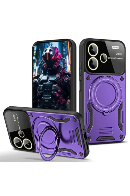 Uray store Xiaomi Redmi Note 13 Pro Plus Joy Lens Standlı Kapak - Mor