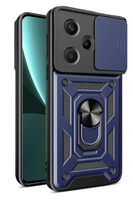 Uray store Xiaomi Redmi Note 13 Pro Plus Kılıf Pars Lens Yüzüklü Silikon - Lacivert