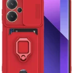 Uray store Xiaomi Redmi Note 13 Pro Plus Kılıf Zuma Kartvizitli Yüzüklü Silikon - Kırmızı