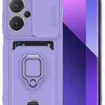 Uray store Xiaomi Redmi Note 13 Pro Plus Kılıf Zuma Kartvizitli Yüzüklü Silikon - Lila