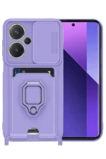 Uray store Xiaomi Redmi Note 13 Pro Plus Kılıf Zuma Kartvizitli Yüzüklü Silikon - Lila