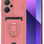 Uray store Xiaomi Redmi Note 13 Pro Plus Kılıf Zuma Kartvizitli Yüzüklü Silikon - Pembe