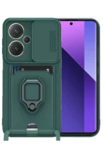 Uray store Xiaomi Redmi Note 13 Pro Plus Kılıf Zuma Kartvizitli Yüzüklü Silikon - Yeşil
