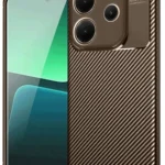 Uray store Xiaomi Redmi Note 14 4G Kılıf Auto Focus Karbon Kapak - Kahverengi