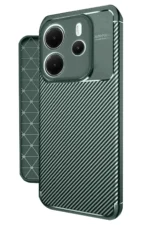 Uray store Xiaomi Redmi Note 14 4G Kılıf Auto Focus Karbon Kapak - Koyu Yeşil - Görsel 2