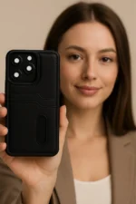 Uray store Xiaomi Redmi Note 14 4G Kılıf Sara Kartvizitli Deri Kılıf - Siyah - Görsel 2